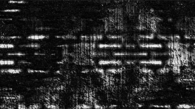 Abstract monochrome background grunge wall with texture and black flickering and floating digital dark dust animation in black, dirt, grain, goth vintage wall with horror scratches