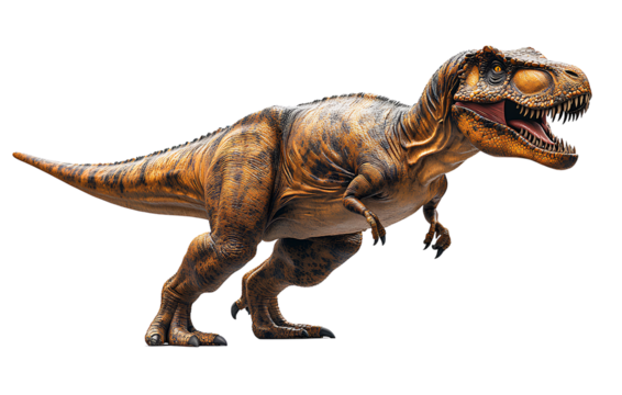 Realistic standing T-Rex dinosaur isolated on a transparent background