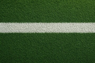 closeup top view of soccer field marking on artificial turf