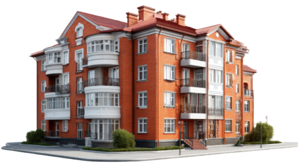 Brick Building and Architecture: A stunning, detailed view of a modern residential building, showcasing a seamless blend of aesthetic architecture and practical design.