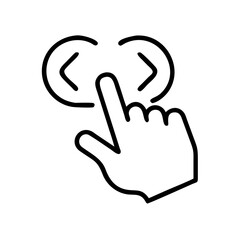 Obraz premium Hand interacting with soft touch icon, black outline, transparent background 