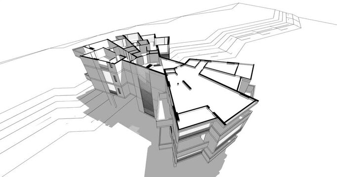 Office building architectural 3d rendering 