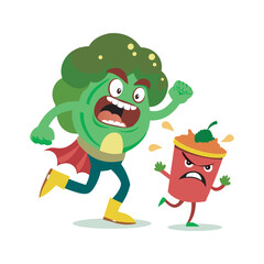 Epic Fight Between Broccoli And Junk Food - cartoon