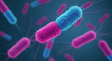 Obraz premium Bacteria Reproduction Microscopic View for Science Education