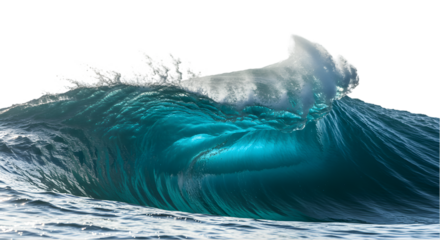 Majestic Ocean Wave Crashing A Stunning Teal-Blue Barrel Wave Photograph