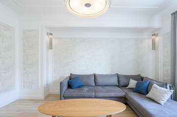 standard interior apartment. living room with sofa