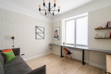 standard interior apartment. living room with sofa