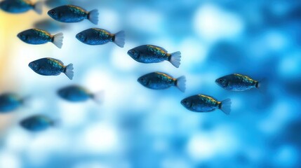 Underwater Scene with Colorful Fishes Swimming Gracefully