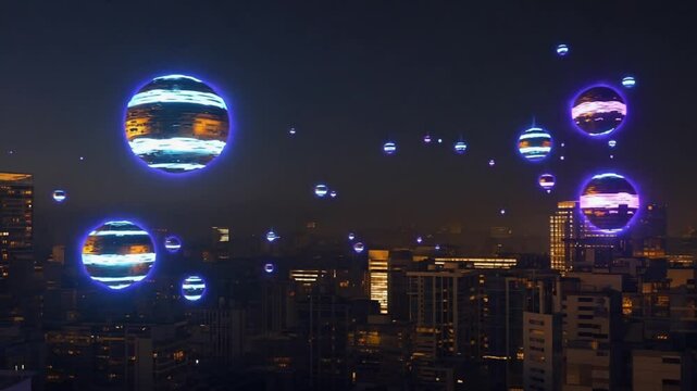 City night seen lens of synesthesia sound glowing bokeh pulses, lights breathe unseen beat, multi-colored halos, everything focus rhythmically alive, atmospheric haze, surreal hypnotic