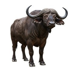 Obraz premium African Buffalo Portrait Standing Isolated on White Background