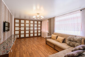 standard interior apartment. living room with sofa
