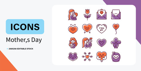 Mothers Day vector icon bundle illustration 