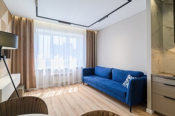 standard interior apartment. living room with sofa