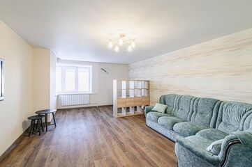 standard interior apartment. living room with sofa