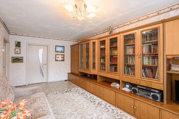 standard interior apartment. living room with sofa
