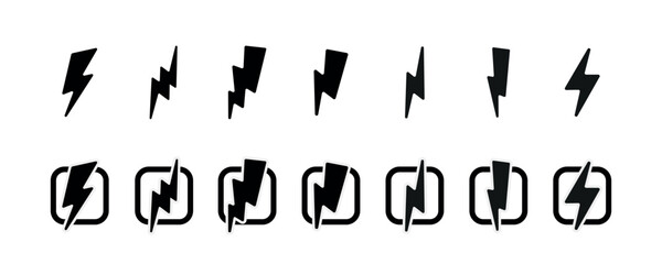 Power energy sign, vector illustration Lightning bolt flash thunder icon electric isolated vector. Electric power icon symbol - Power energy icon