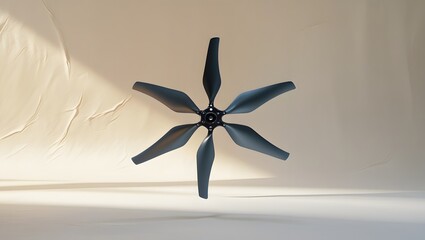 Single drone propeller suspended in midair