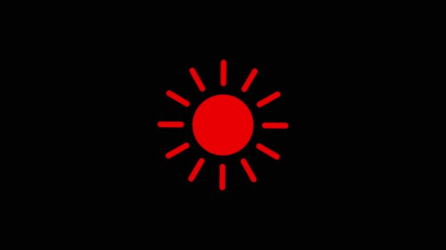 Animated red sun icon against black background for business and digital applications