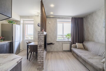 standard interior apartment. living room with sofa