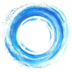 A metallic blue circular ring with a glossy, reflective surface, set against a clean white background. Its smooth gradient gives it a sleek and modern aesthetic.