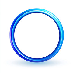 A metallic blue circular ring with a glossy, reflective surface, set against a clean white background. Its smooth gradient gives it a sleek and modern aesthetic.