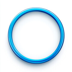 A metallic blue circular ring with a glossy, reflective surface, set against a clean white background. Its smooth gradient gives it a sleek and modern aesthetic.