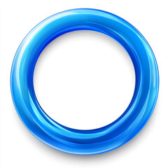 A metallic blue circular ring with a glossy, reflective surface, set against a clean white background. Its smooth gradient gives it a sleek and modern aesthetic.