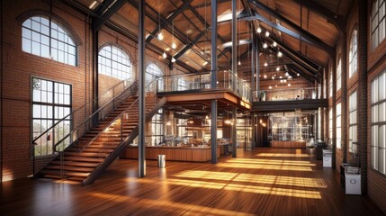 Industrial-style museum with multiple levels and exposed structure.