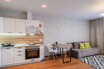 standard interior apartment. living room with sofa