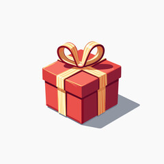 vibrant red gift box with gold ribbon  stock illustration