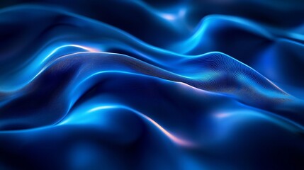 Obraz premium Abstract blue waves flowing, digital art background