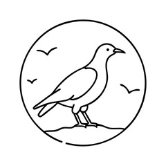 bird silhouette against full moon icon