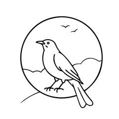 bird silhouette against full moon icon