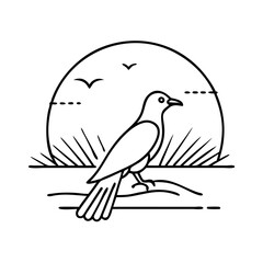 bird silhouette at sunset icon, bird silhouette at sunset vector illustration-simple illustration of bird silhouette at sunset, perfect for bird silhouette at sunset logos and icons