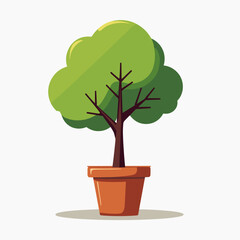 vibrant green tree in pot  illustration