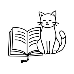 book with a cat sitting next to it icon