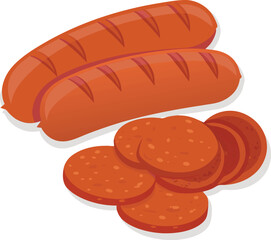 Sausage salami icon logo vector