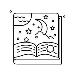 book with starry night background icon