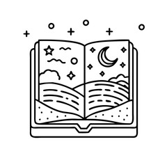 book with starry night background icon