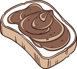 slice bread with nutella and sliced almond topping - Vector Illustration