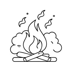campfire flames with smoke icon, campfire flames with smoke vector illustration-simple illustration of campfire flames with smoke, perfect for campfire flames with smoke logos and icons