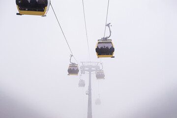 cable car ride in the city of la paz in bolivia, latin america - travel concept