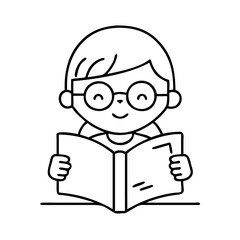 child reading a book icon, child reading a book vector illustration-simple illustration of child reading a book, perfect for child reading a book logos and icons