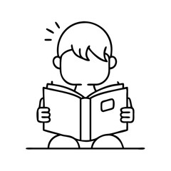 child reading a book icon, child reading a book vector illustration-simple illustration of child reading a book, perfect for child reading a book logos and icons