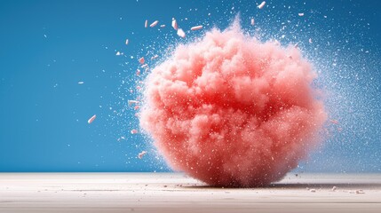 Red explosion captured in dramatic slow motion, with debris scattering.