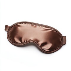 Brown satin sleep mask for relaxation and comfort isolated on white background