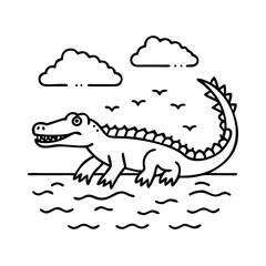 Fototapeta premium crocodile by water icon, crocodile by water vector illustration-simple illustration of crocodile by water, perfect for crocodile by water logos and icons