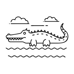crocodile by water icon, crocodile by water vector illustration-simple illustration of crocodile by water, perfect for crocodile by water logos and icons