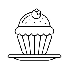 cupcake on plate icon, cupcake on plate vector illustration-simple illustration of cupcake on plate, perfect for cupcake on plate logos and icons