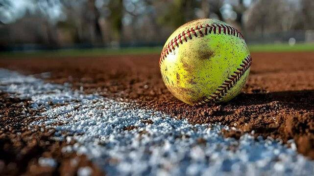 Softball on the Field: A Close-Up View of a Used Ball
